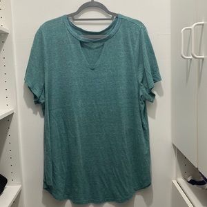 Lame Bryant Blue Cut out top